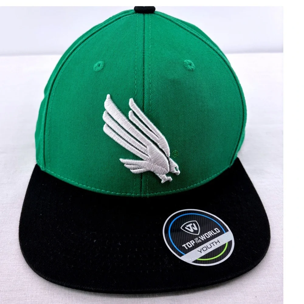 UNT North Texas Mean Green Eagle Cap Youth One Size Green Snapback Embroider NEW